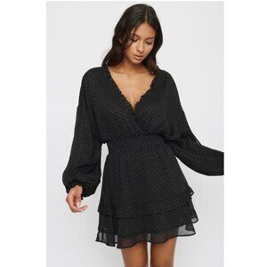 Dynamite V-neck Ruffle hem dress